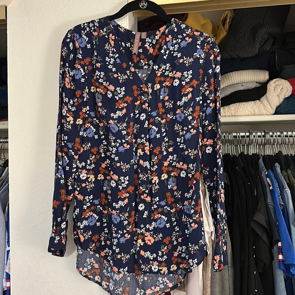 Blue floral tunic worn once